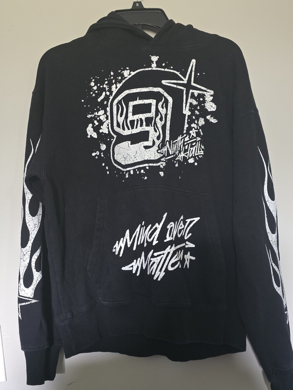 Ninth Hall Black Graphic Hoodie with White Print, Sold Out
